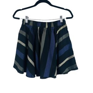 BCBG Generation Skirt Womens Medium Black Purple Striped Flare Pull On Casual